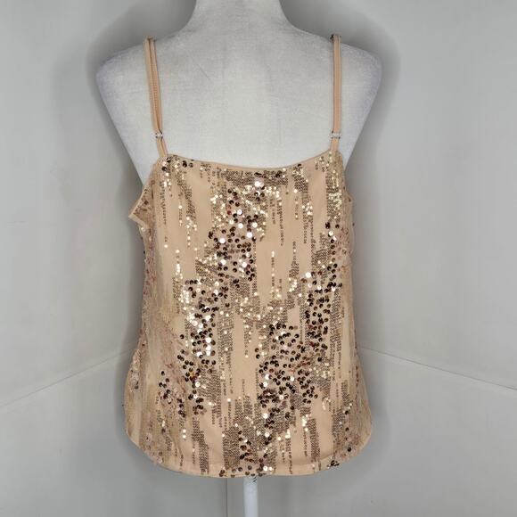 Shein NWT mesh sequin cami top Large 8/10 gold cream - Picture 3 of 13